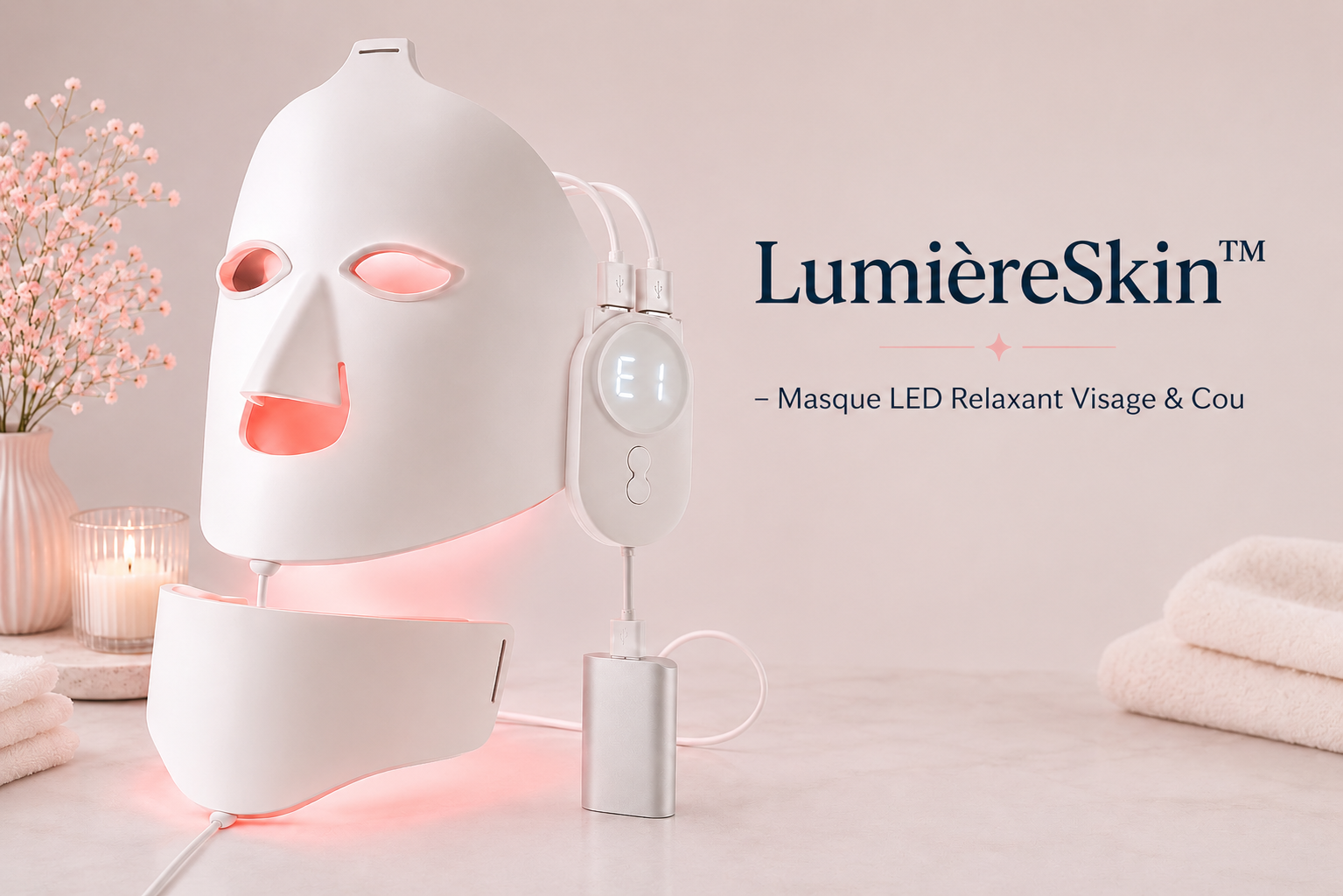 LumièreSkin™ – Masque LED Relaxant Visage & Cou