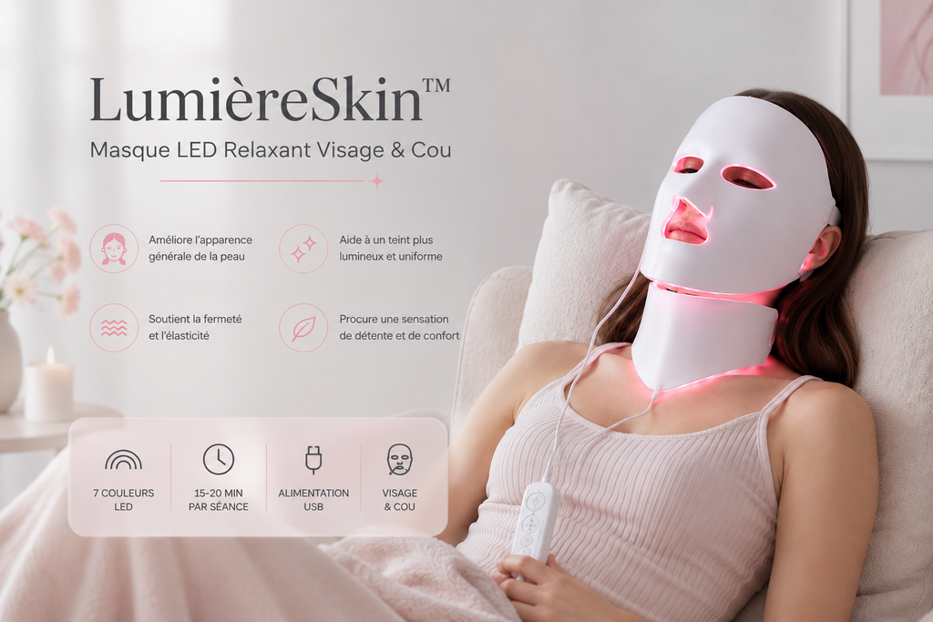 LumièreSkin™ – Masque LED Relaxant Visage & Cou