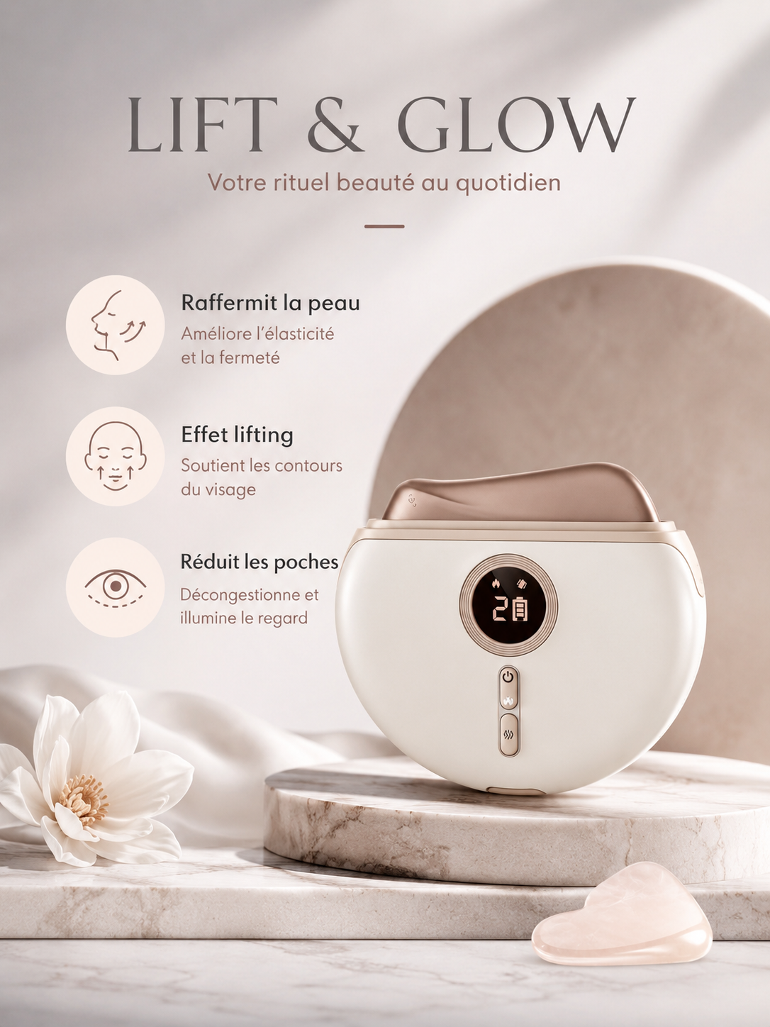 GlowSculpt™ – Appareil Gua Sha Chauffant & Massage Facial