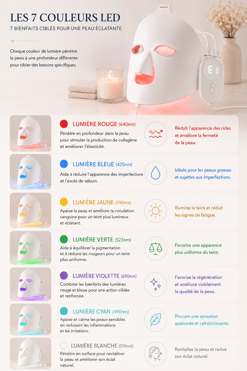 LumièreSkin™ – Masque LED Relaxant Visage & Cou