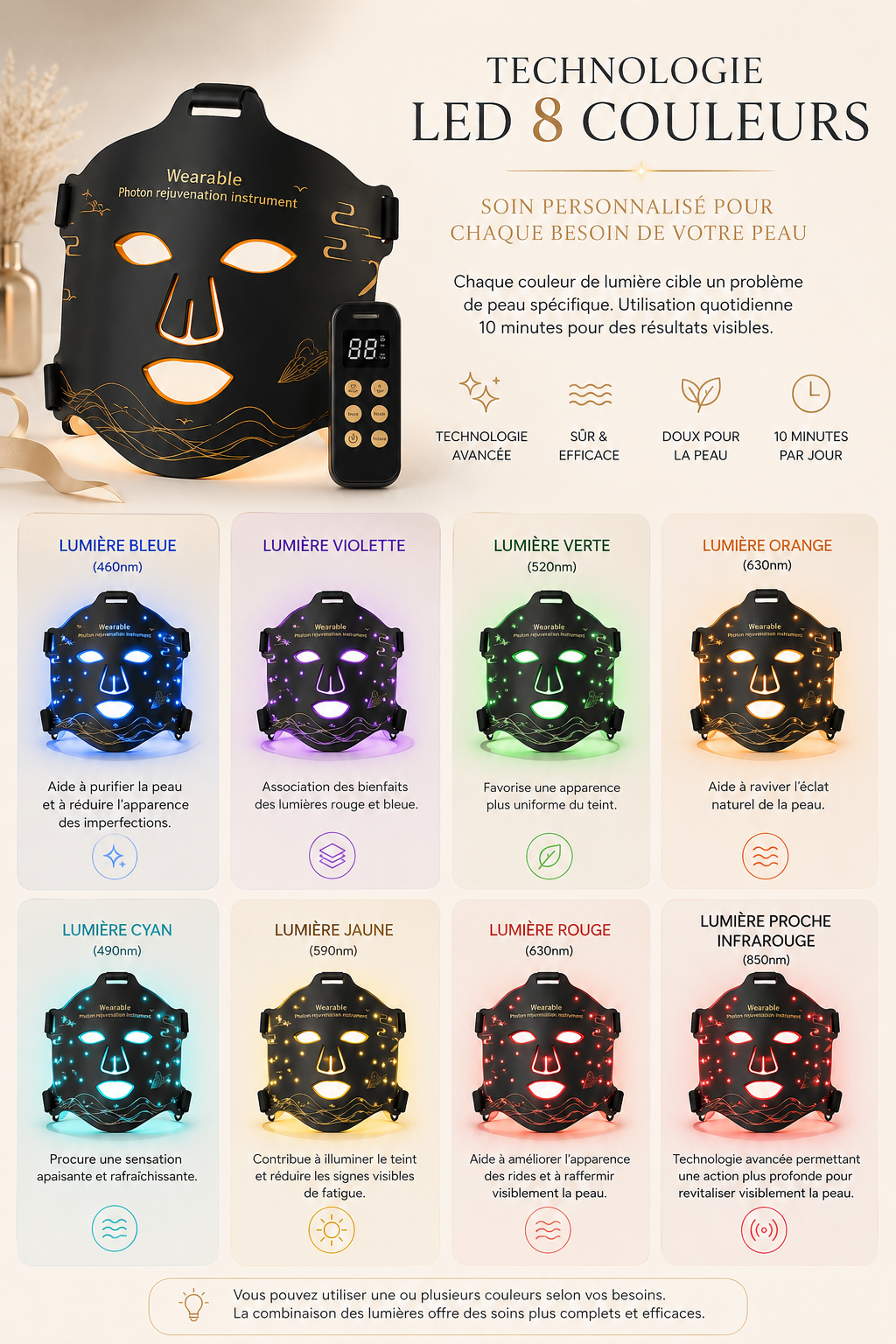 LumaSkin™ Pro | Masque LED 8 Couleurs